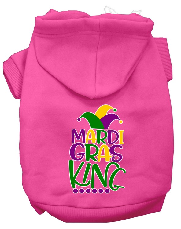 Mardi Gras King Screen Print Mardi Gras Dog Hoodie Bright Pink XXXL